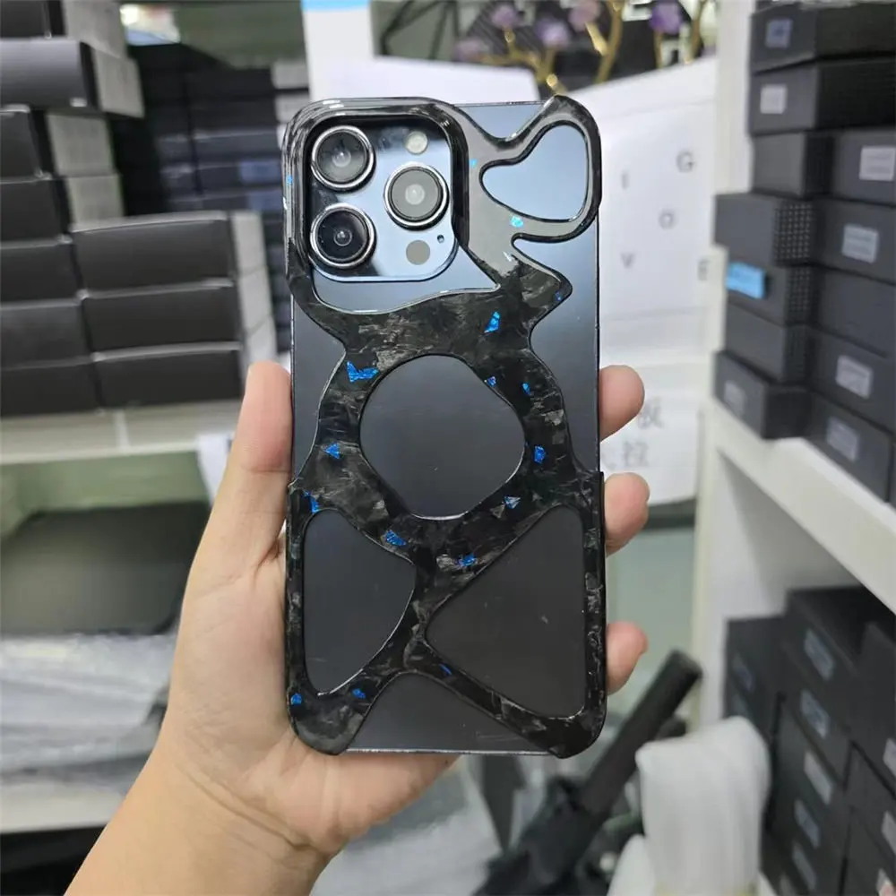 

Тонкий чехол из натурального углеродного волокна для iPhone 15 Pro Max, глянцевая нестандартная кованая задняя крышка