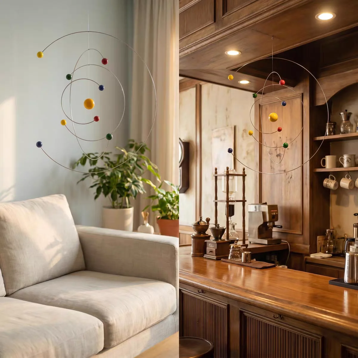 Solar System Planetary Motion Wind Chime, Celestial Pendant, Cosmic Starry Sky Decor for Kids’ Rooms, and Café Ambiance Arrangem