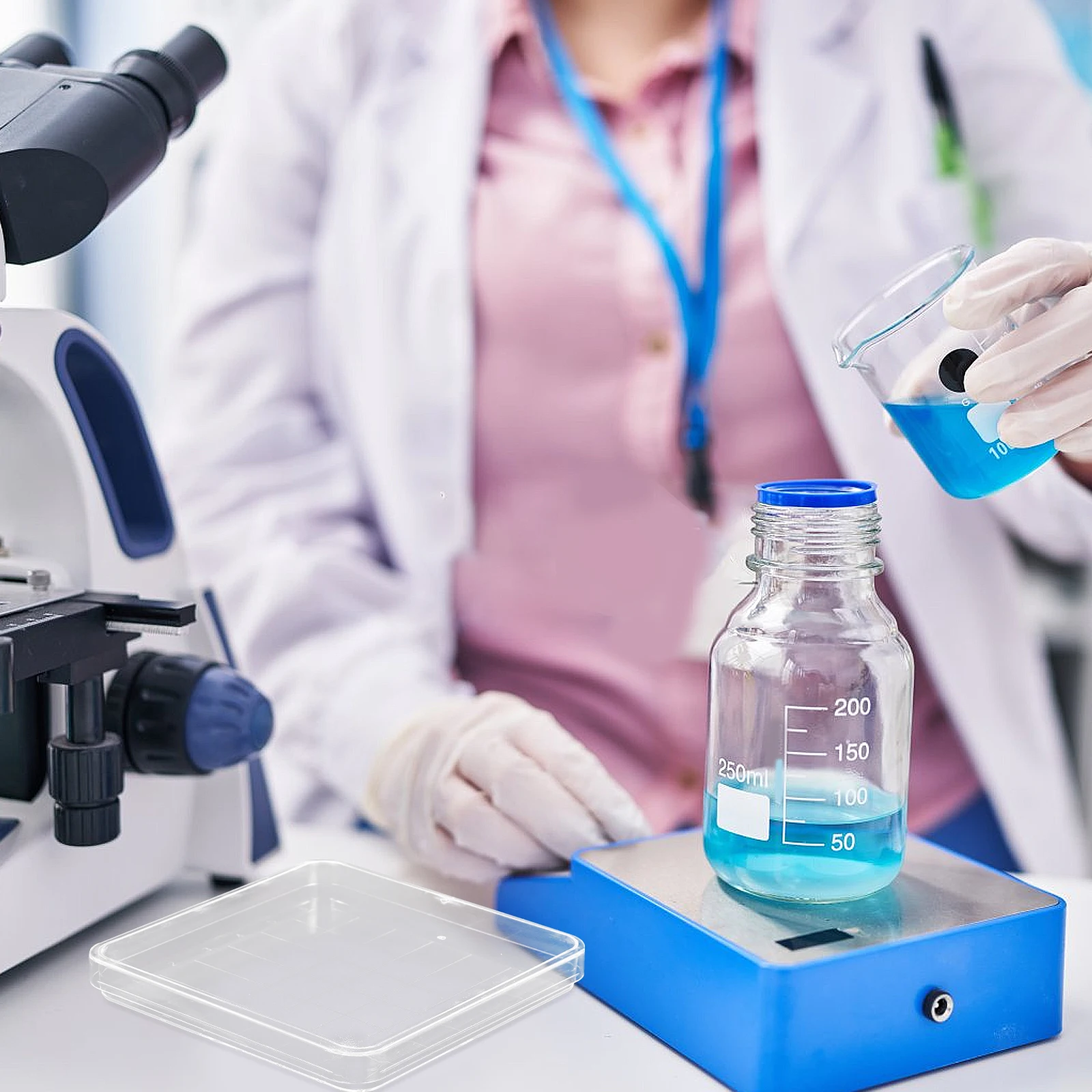 10 Buah Cawan Petri Persegi 10X10Cm Tutup Plastik Laboratorium Bening untuk Proyek Sains Sekolah Mikrobiologi Biologi