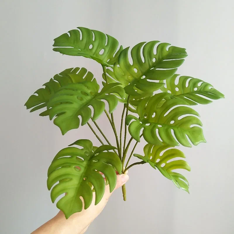32 "große Gefälschte Pflanzen Tropical Monstera Künstliche Palme Kunststoff Blatt Wasser Anlage für Büro Schreibtisch Home Garten Grün decor – Detail 22