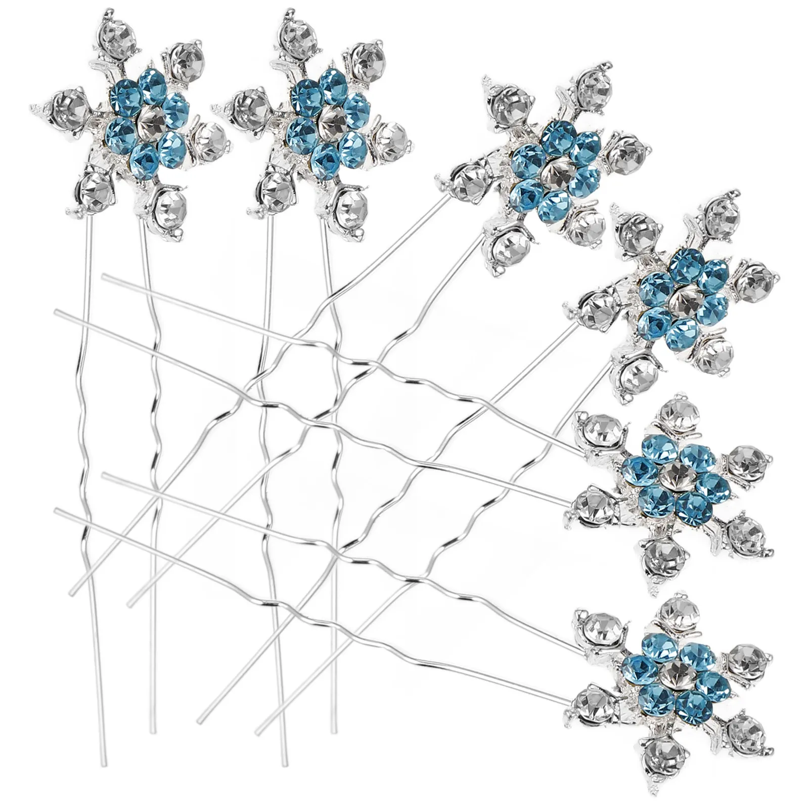 12Pcs Snowflake Design Hairpin Chic Bride Headdress for Special Occasion Fashionable Hair Accessories Women Blue