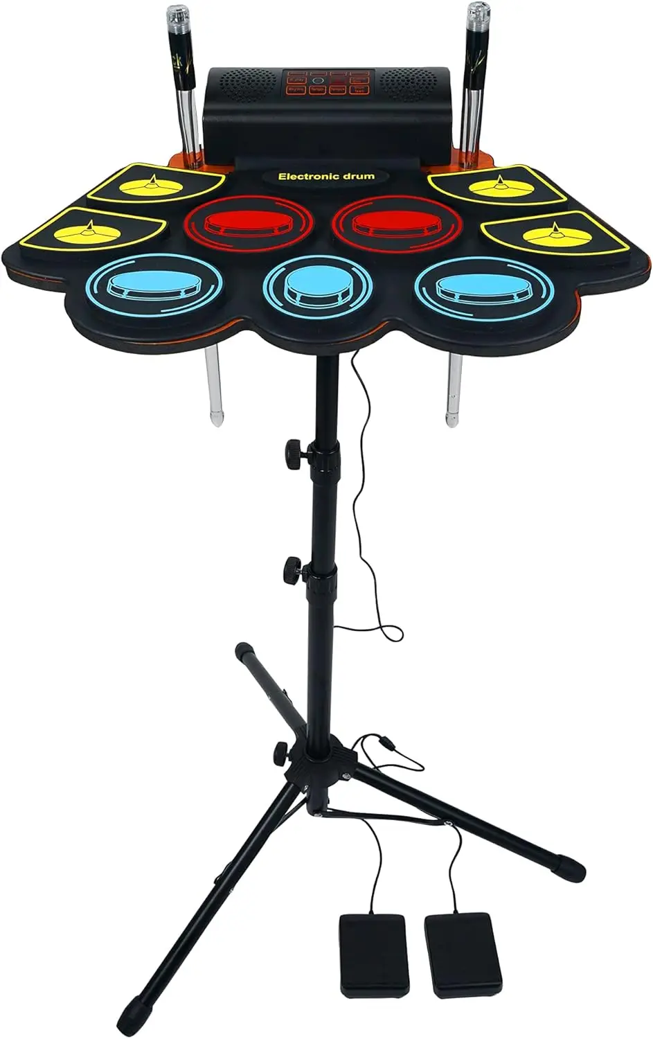 

Electronic Drum Set with Light Up Drumsticks and Stand, Electronic Drum Pad with 5 Different Drum Kit, 10 Unique Rhythms