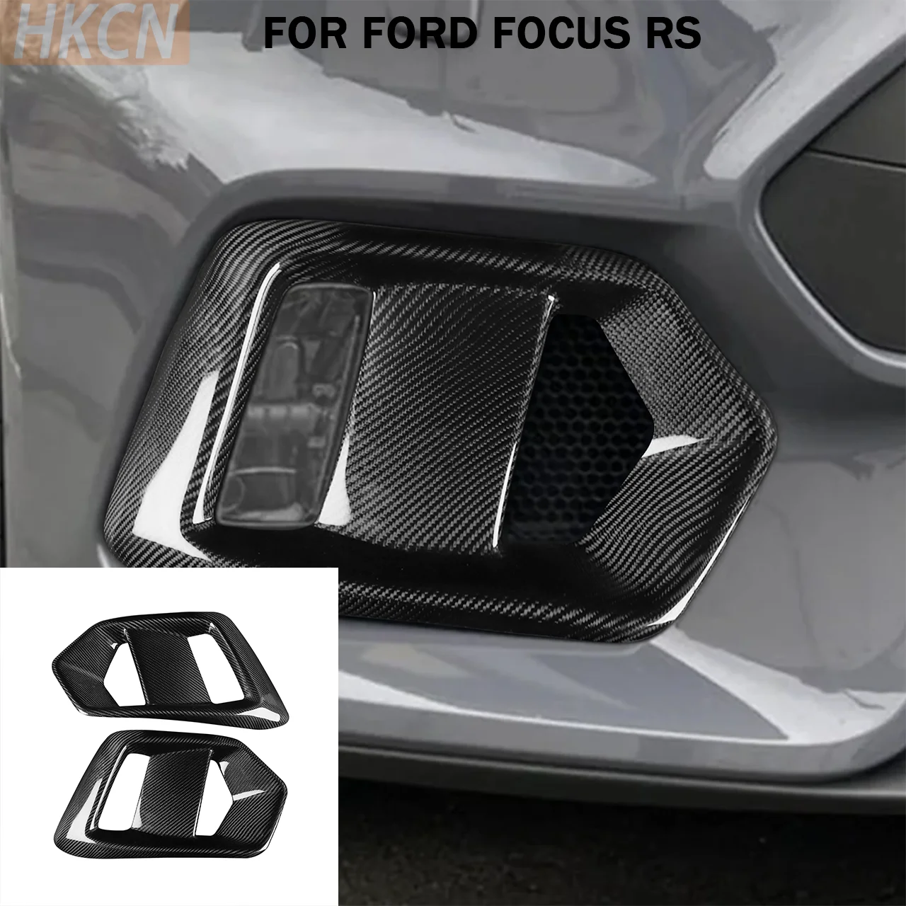 FOR FORD FOCUS RS 15-18 Car Exterior Spare Parts Parts Fog Lights Frame Fog Lamp Covers Foglight Grille Carbon Fiber Look