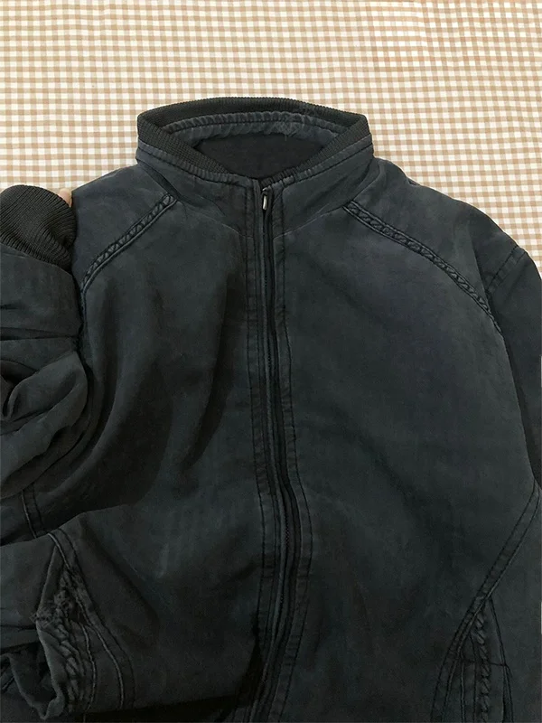 

Retro American High Street Zipper Cotton Jacket Women's Thickened Warm Polyester Fiber Inner Coat Long Sleeve Stand Collar