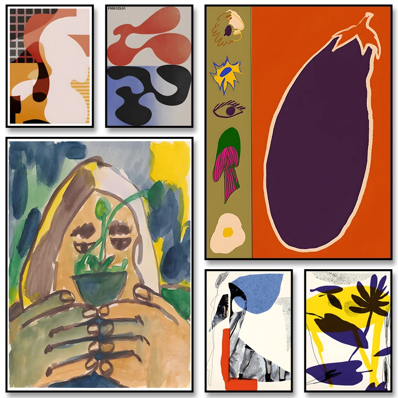 

Abstract Classic Wall Art Poster Quatrefoil Print Mid Century Canvas Painting for Modern Picture Living Room Home Decoration