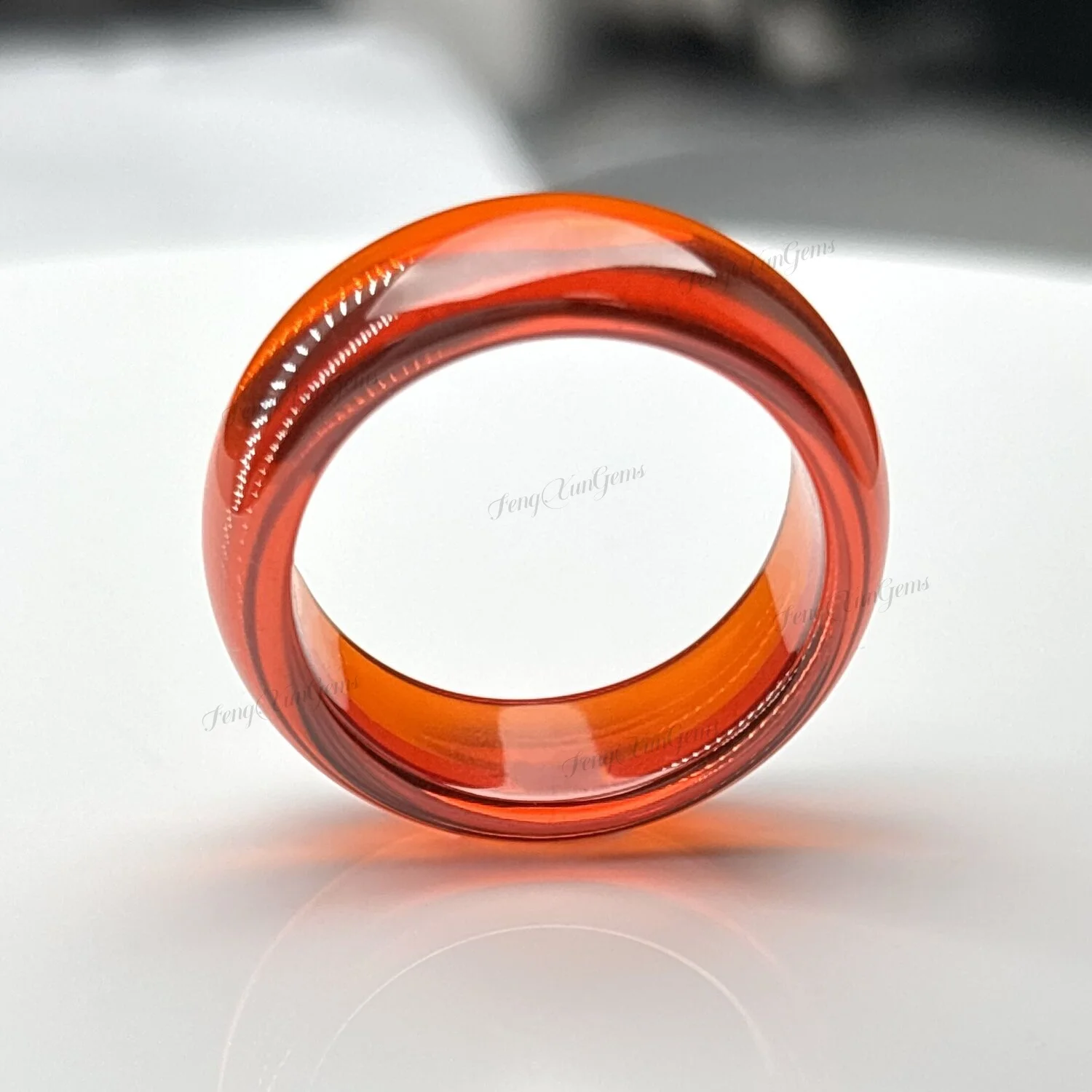 Women Men Orange Cubic Zirconia Ring, Faceted Shiny CZ & Smooth Plain Band Finger Ring, Minimalist Daily Party Jewelry Gift