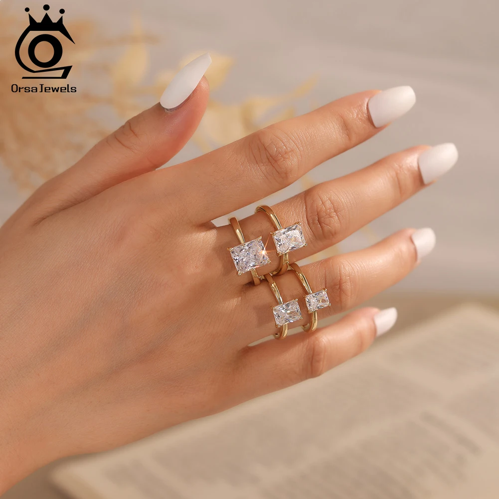 

ORSA JEWELS Radiant Cut Moissanite Diamond Ring for Women 925 Sterling Silver Solitaire Ring for Wedding Jewelry SMOR05