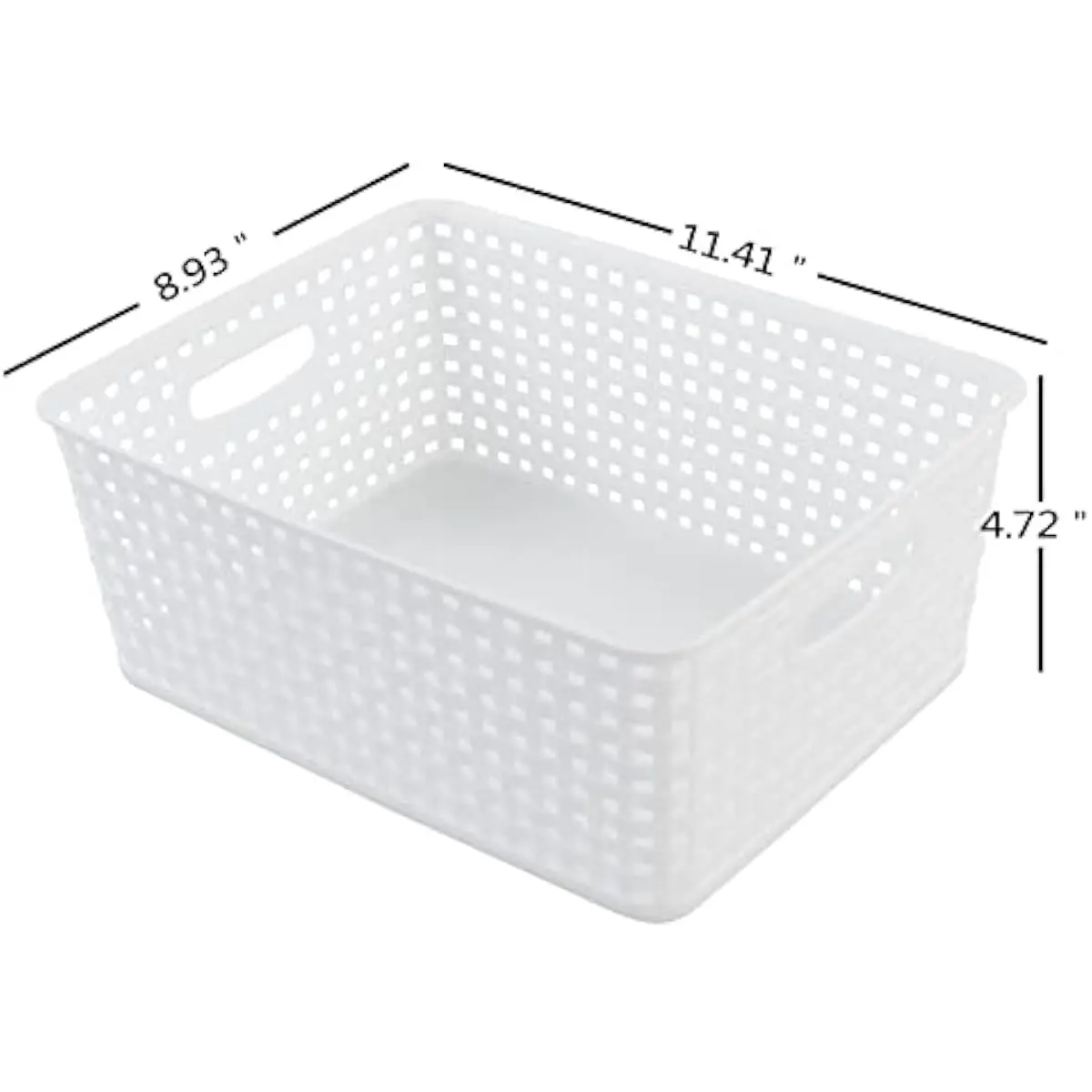 Idotry 4-Pack Plastic Organizing Bins, Large Woven Storage Baskets, White