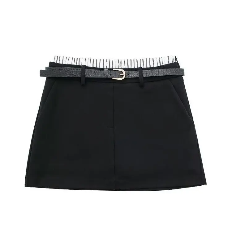 

Spring 2024 Women's Versatile Patchwork Briefs Lined Skort High Waist ort Skirt Length Other Material 00% Faion Sle