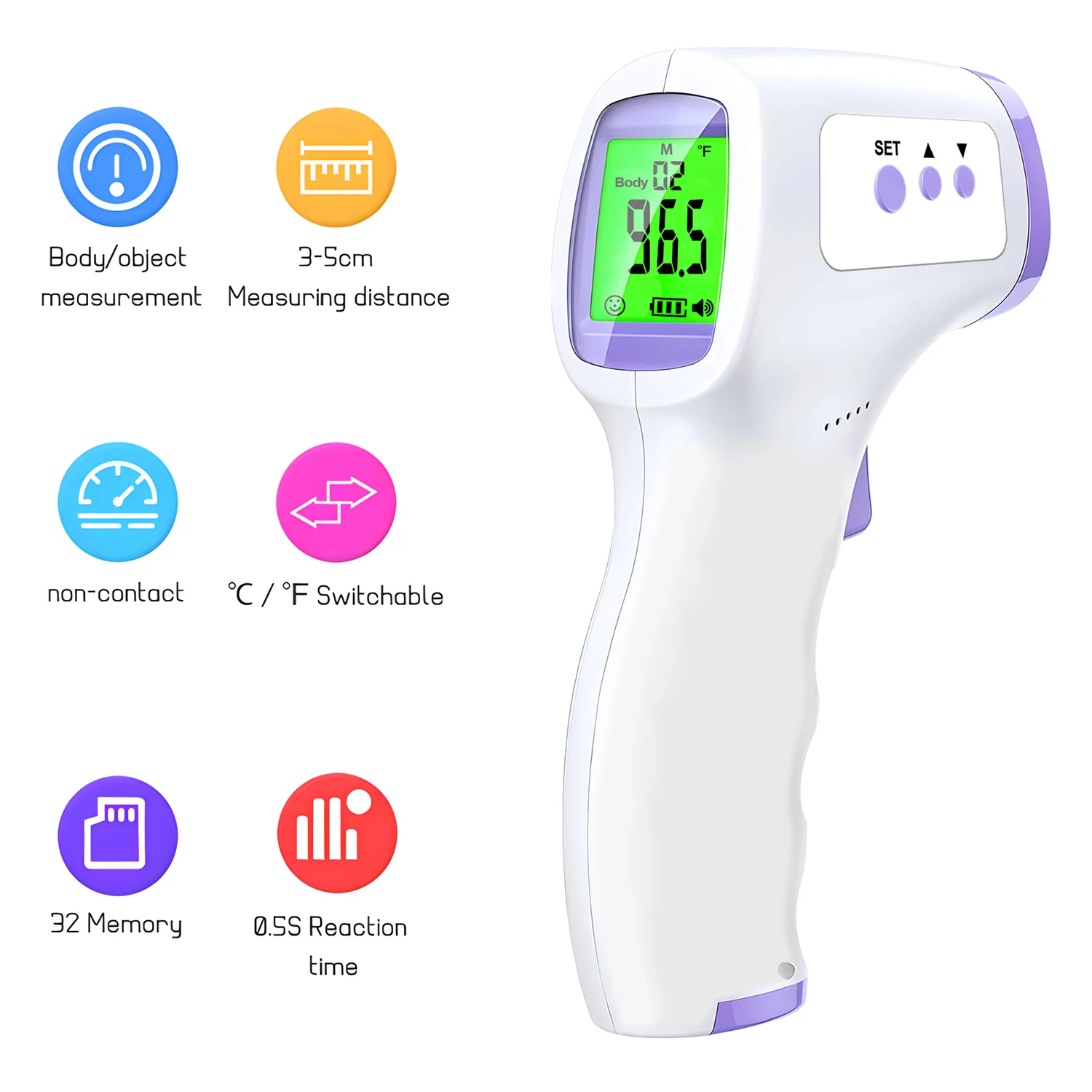 Digital ℃℉ Thermometer Fever LED Temperature Infrared Medical Pyrometer Cold IR Temperature for Child Adult