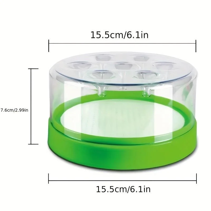 Non-toxic, reusable fly trap cage with 7 catching holes, transparent top and green base - no electricity or batteries required - safe and effective for home and garden pest control - can catch wasps and flies