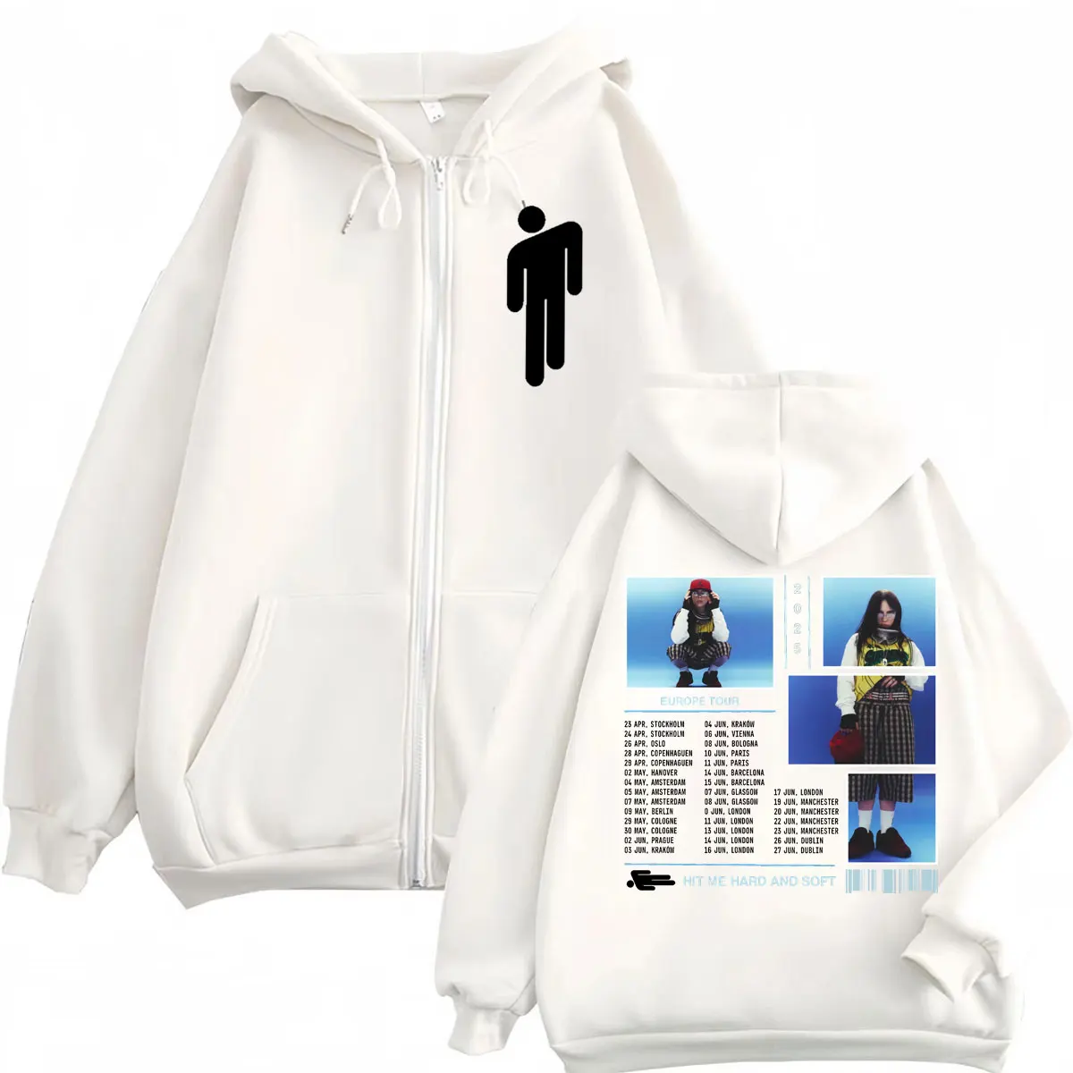 Hit Me Hard and Soft Tour 2025 Zipper Hoodies High Street Fashion Trend Zip Up Sweatshirts Men Women Casual Oversized Pullovers