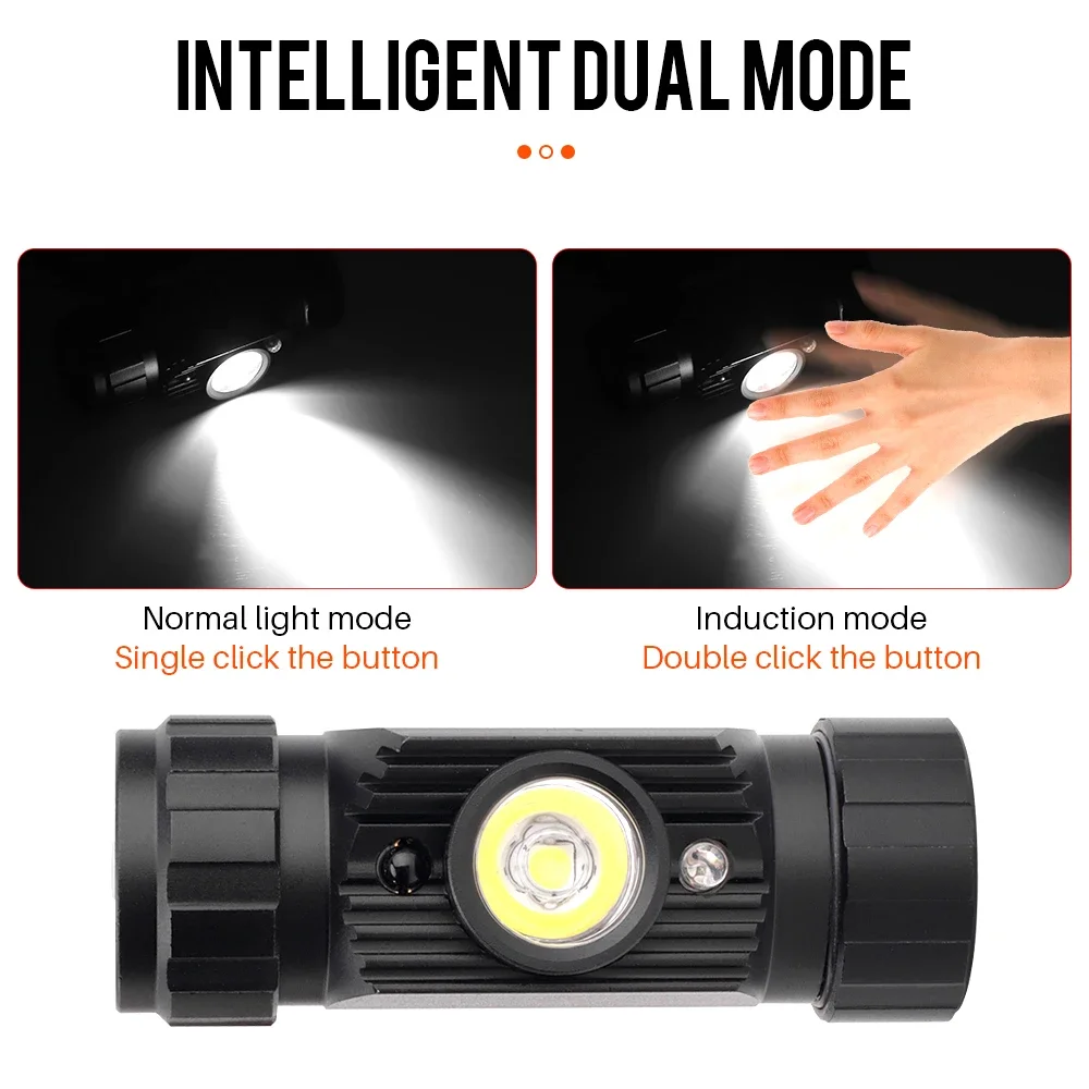 BORUiT 020 모션 센서 LED 헤드램프 1000LM 강력한 타입-C 충전식 헤드라이트 방수 낚시 사냥 랜턴