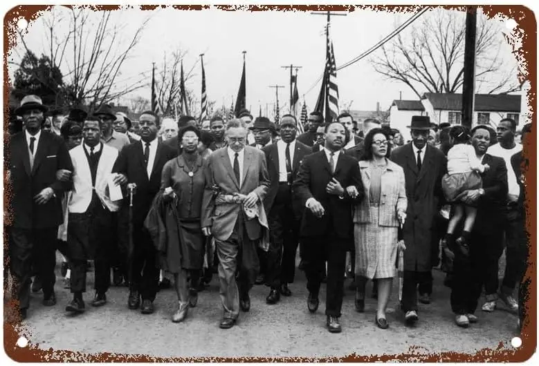 Retro Metal Tin Sign Wall Decor - Luther King Jr MLK Civil Rights March on Selma - Funny Metal Tin Sign Poster for Bar Cafe sign