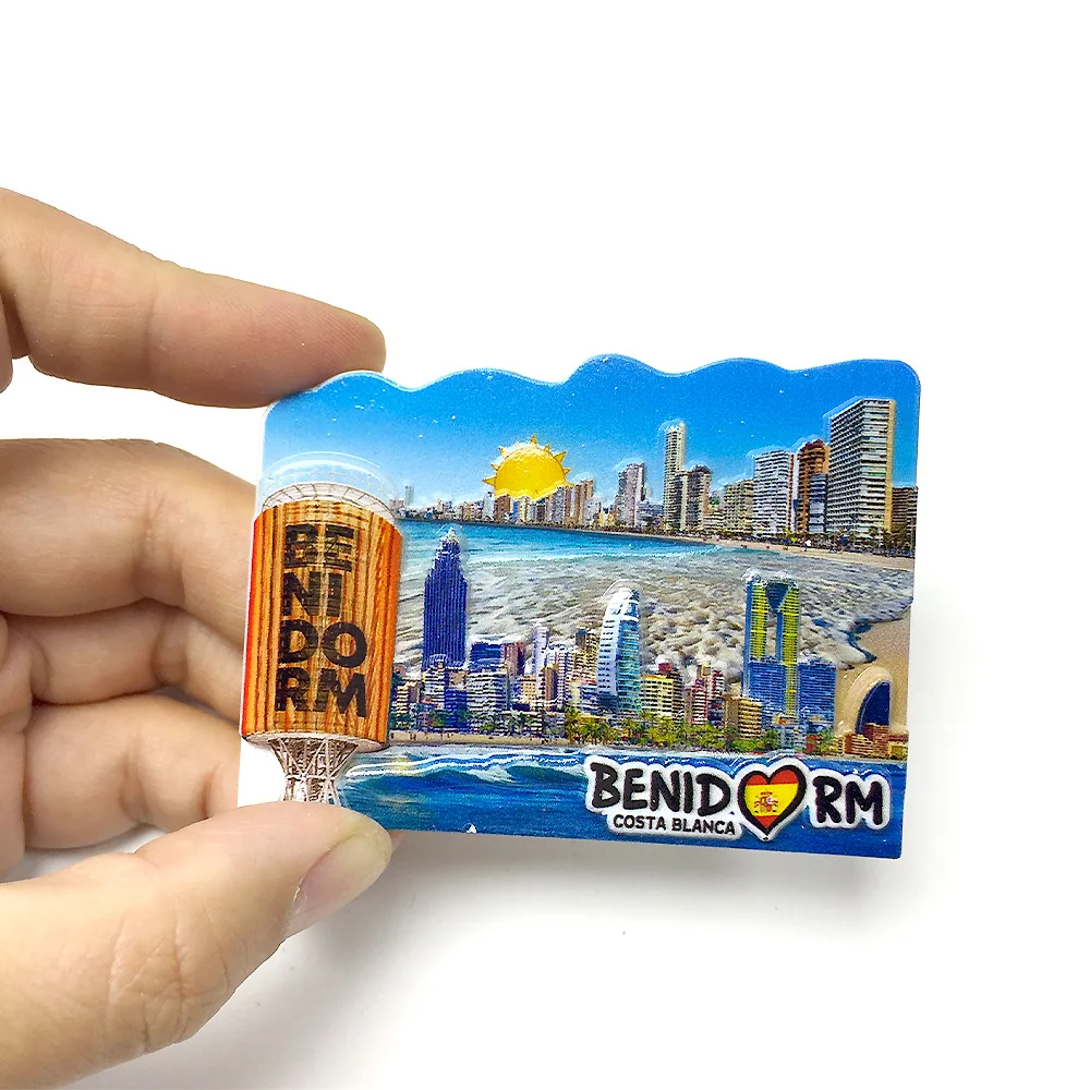 

Resin Material Magnetic Fridge Decor - Benidorm Costa Blanca Souvenir - Cityscape and Beach Design - Perfect Home Decor Gift