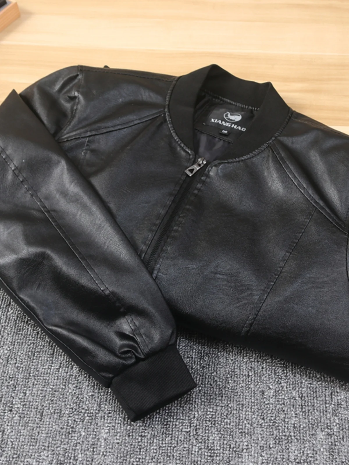 

Ультрабольшая мужская модная повседневная бейсбольная воротник Pure Cut Label, мотоциклетная куртка из искусственной кожи, верхняя одежда, универсальная, модная