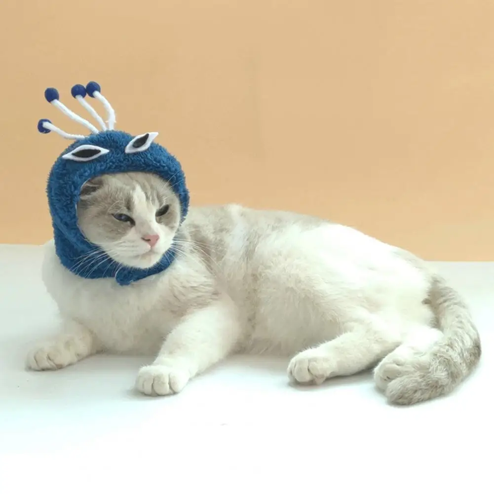 Pet Plush Hat  Lovely Peacock Shape Dog Cat Headwear Plush Hat  Breathable Pet Headgear