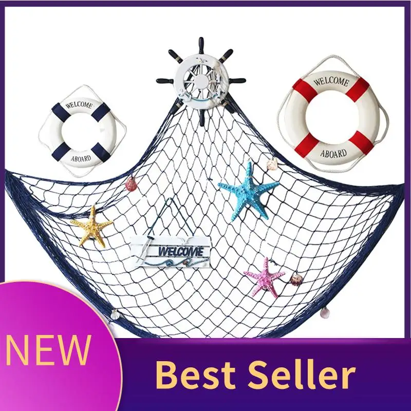 

Fishing Nets With Shell Props Mediterranean Sea Style Wall Hangings Ornament Wall Stickers For Restaurant Studio Easy Install
