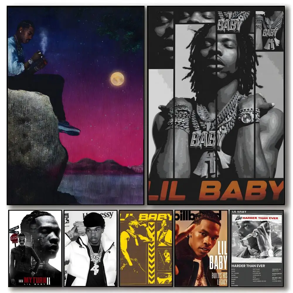 Rap Singer L-lil Baby Poster Trendy Aesthetic Wall Art Poster for Dorm Room Bedroom Decor