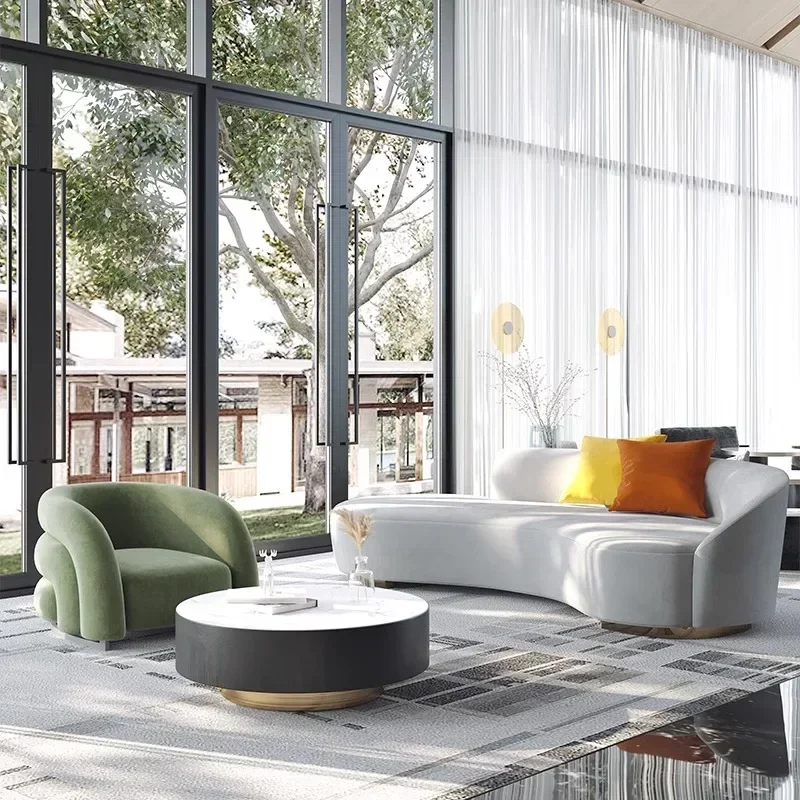 Curved special-shaped sofa, office reception, beauty salon, clothing store, lounge area, hotel lobby sales office negotiation