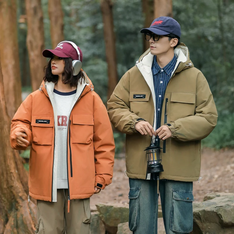 

Теплая альпинистская куртка с капюшоном на белом утином пуху, морозостойкая ветровка больших размеров, хлопковая стеганая куртка, мужской пуховик больших размеров