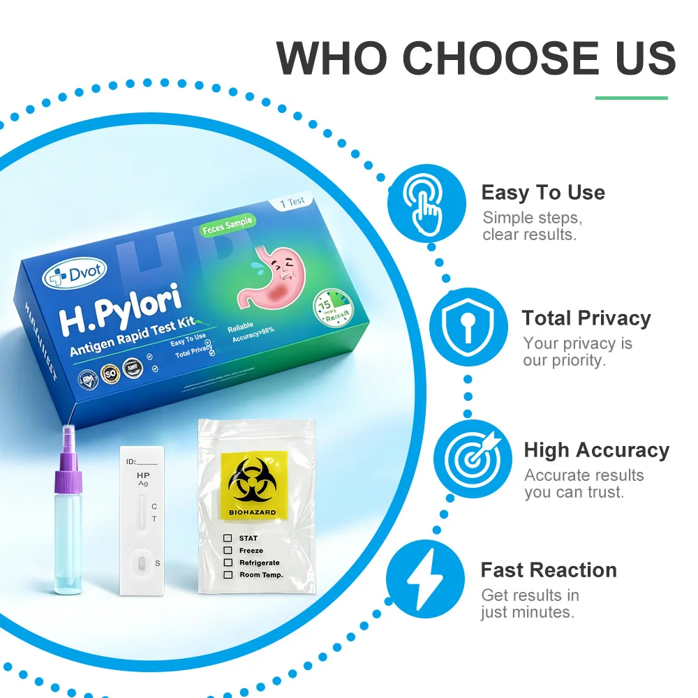 1/2/5 Test Helicobacter Pylori Stuhltestkits, H. Pylori Stuhl (Antigen) 15-Minuten-Schnelltest für zu Hause, das Ergebnis ist sehr genau. – Detail 1