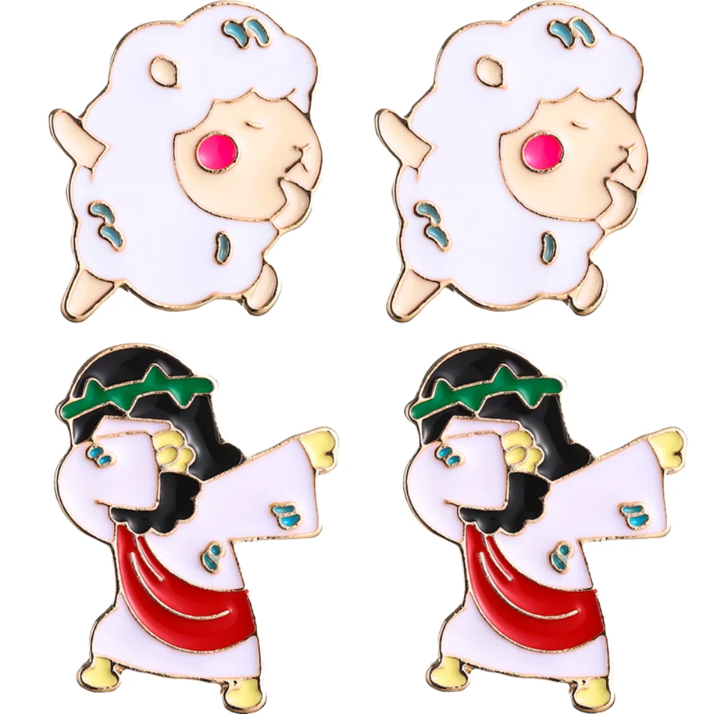 Cartoon Japanese-style Creative Lamb Alloy Brooch Cute Animal Characters Pin Bags Clothes Pins