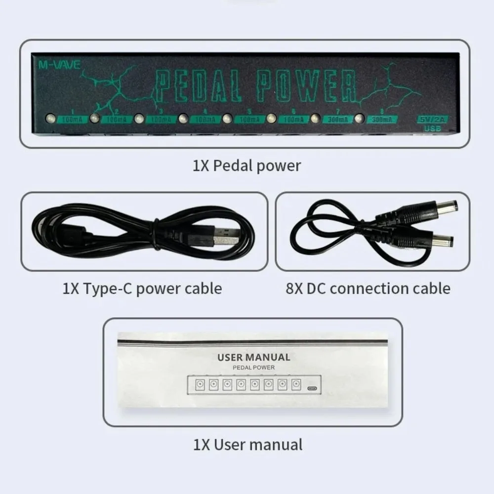 M-vave Guitar Effect Pedal Power Supply 8 Isolated DC Outputs/ 5V USB Output for 9V Protection Guitar Accessories