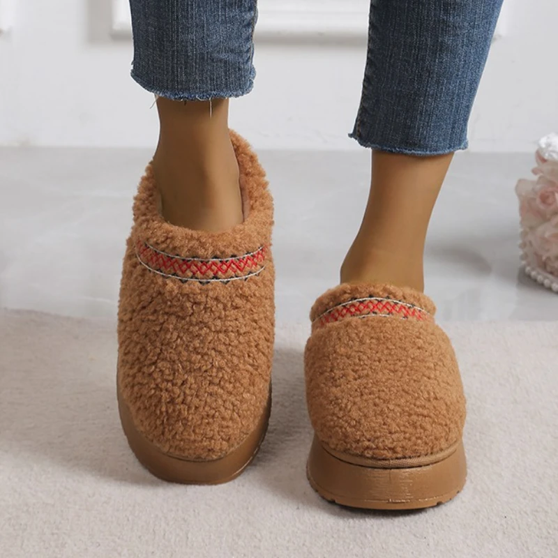 

Женские зимние ботинки, новинка 2025, теплая повседневная верхняя одежда больших размеров, хлопковая обувь, женские нескользящие ботильоны на платформе без шнуровки на мелкой платформе