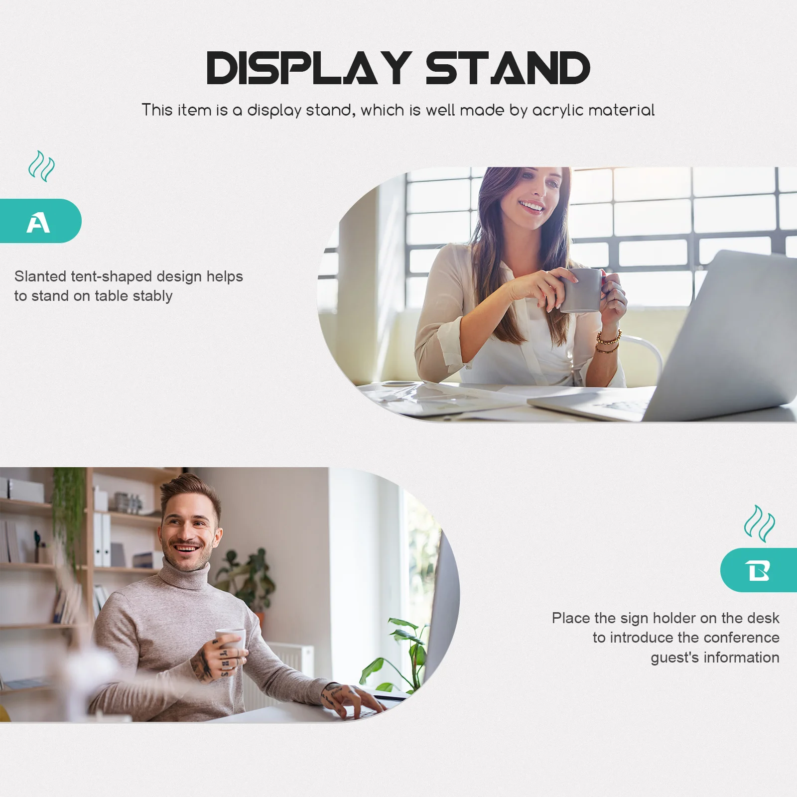 

5pcs Acrylic Display Stand Double Side Sign Holder For Conference Guest Name Card Desk Label Rack Tent Shape Name Tag Holder