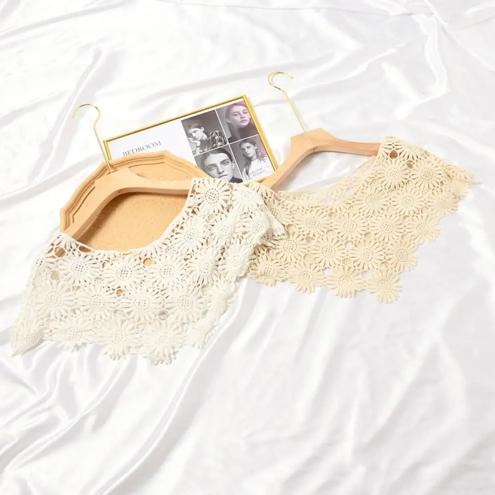 

Creative False Crochet Collar Tulle Lace Boho Chic Hollow Out Vest DIY Layered Look Lace Shawl Poncho Dress Decorative Shoulder