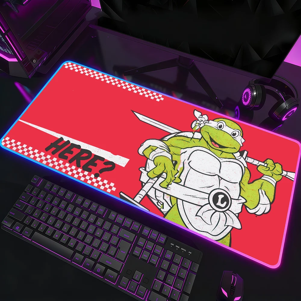 

T-Teenage mutant N-Ninja T-Turtles Mouse Pad Waterproof RGB LED Light Colorful Game Keyboard Non-slip Cover Desk-mat Surface