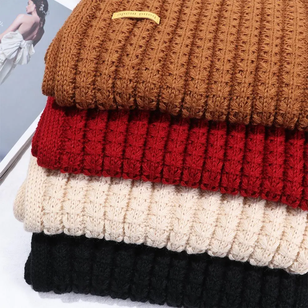 Fashion Women Long Scarves Winter Solid Knitted Scarf Female Vintage Big Scarf Soft Warm Thickened Wool Scarf