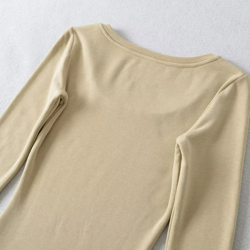 Slim Fit Lang Sve T-shirt Dames Basic Sle Vierkante kraag Elastisch Bodycon Casual Faion Plus Size Afslankende basislaag Top