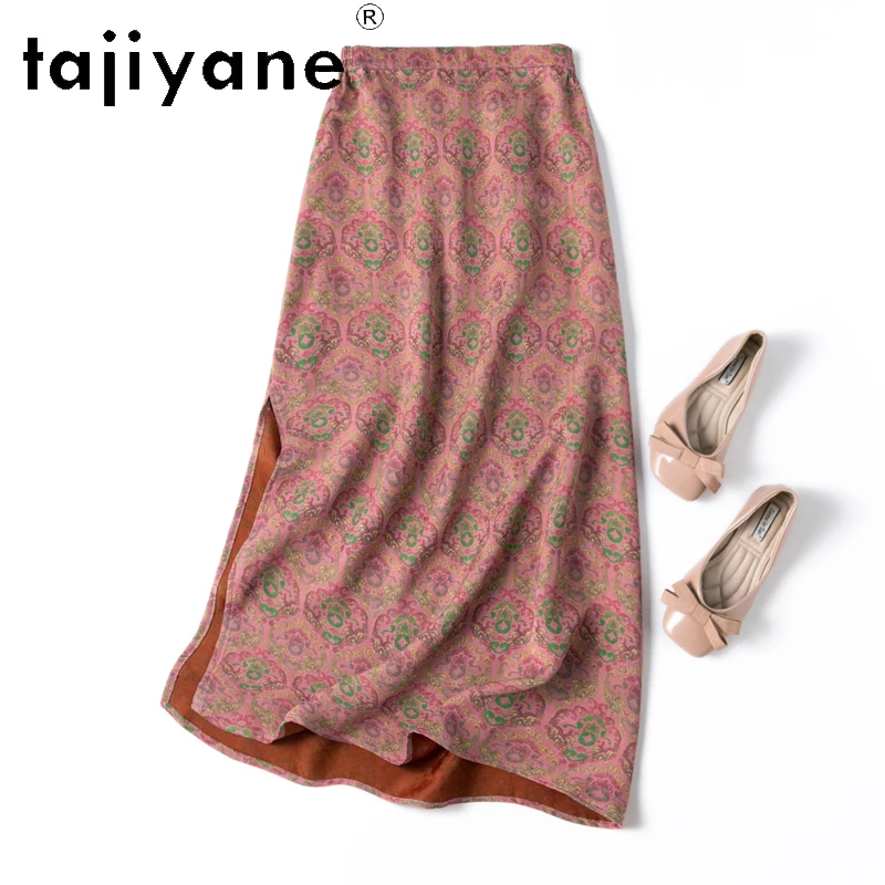 

TAJIYANE 100% Natural Mulberry Silk Skirt Top Quality Printed Long Skirts Summer Skirt Woman Clothing 2025 Faldas Para Mujeres