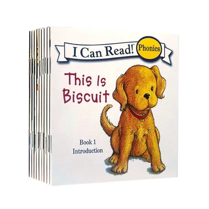 12 Books/set Biscuit Dog Series Picture Book Baby Kids English Cartoon Books Children Learn Words Educational Reading Book