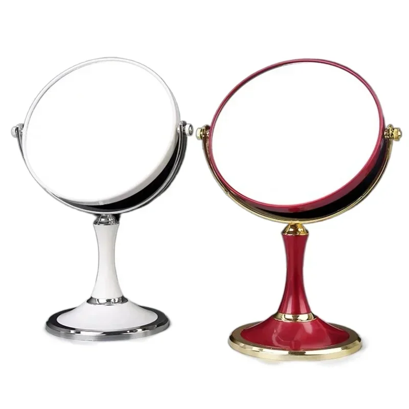 Double-Sided Rotating Cosmetic Mirror, Circular Makeup Mirror, Desktop Standing Mirror, 1:2 Magnifier, 8"