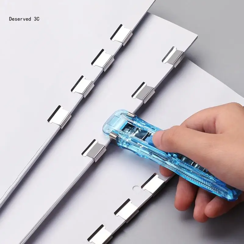 Clear File Clamp Dispenser Set with 8 Pcs Refill Clips 50 Pcs Metal Refill Clamp