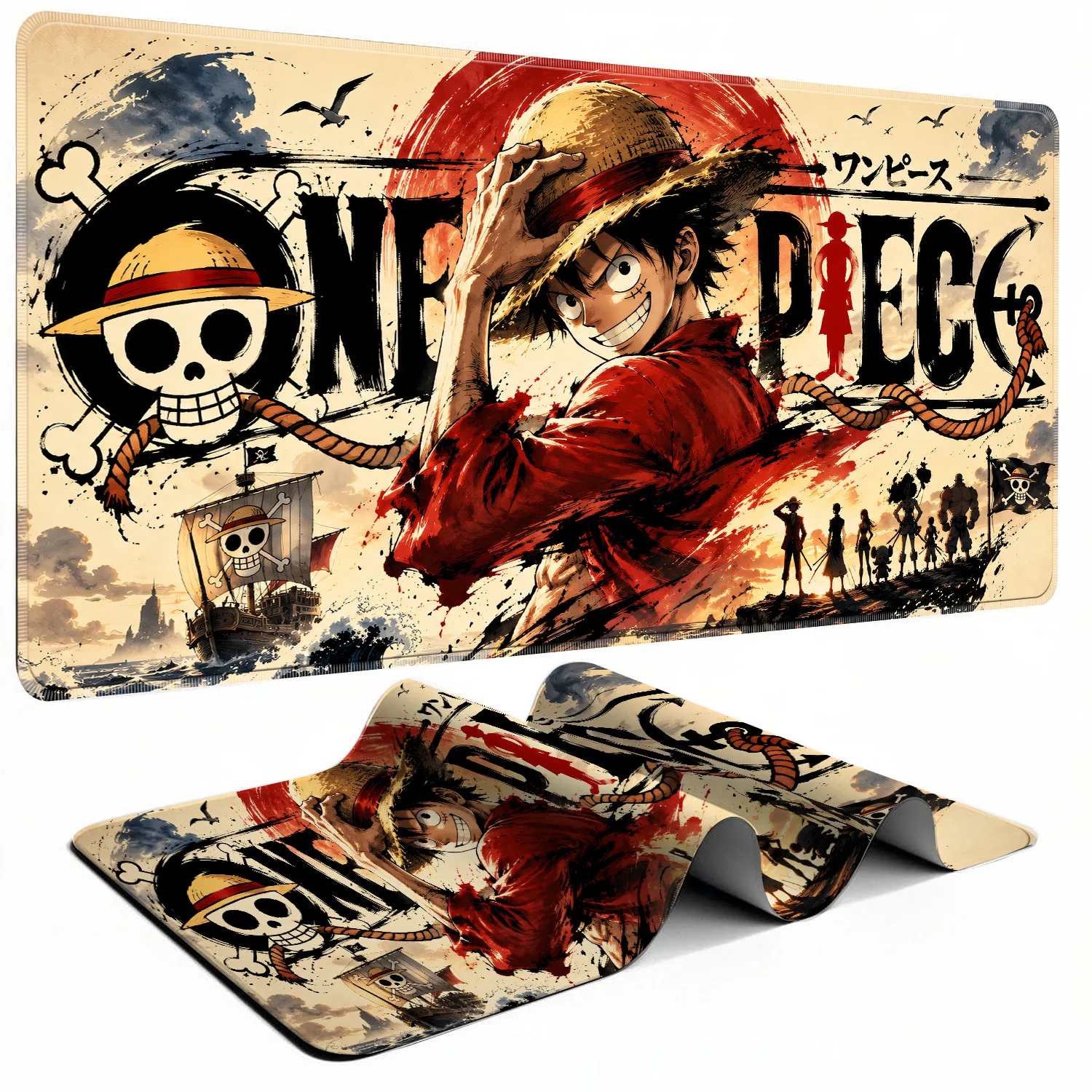 XXL O-One P-Piece Luffy Gaming-Mauspad Gamer Home Computer HD-Mauspad Cooles Tastaturpad Rutschfeste Büro-Gummi-Mausmatte Groß