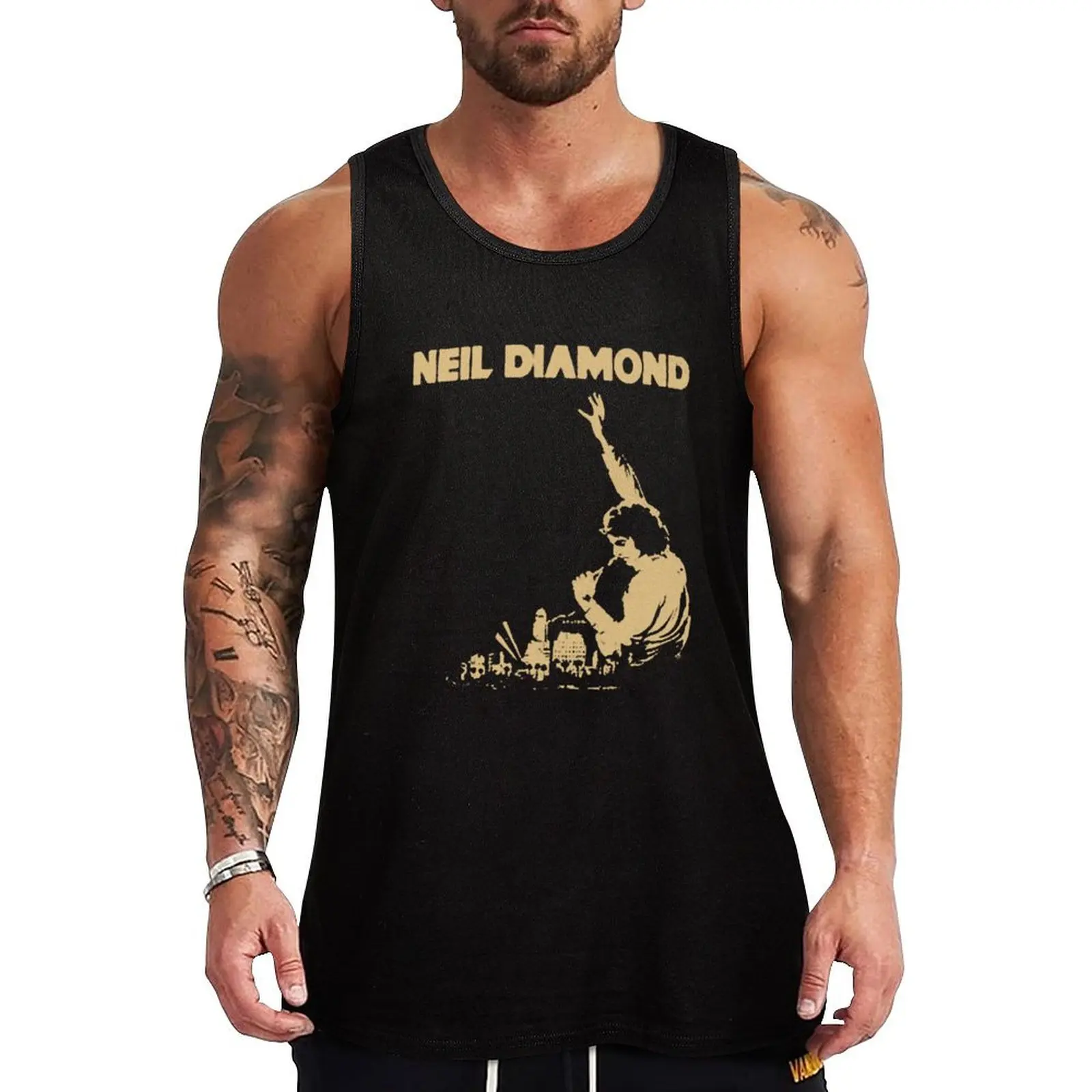 

Jazz Singer Golden Ink Tank Top Beach Casual Tank Top Sleeveless Loose Fit Vacation