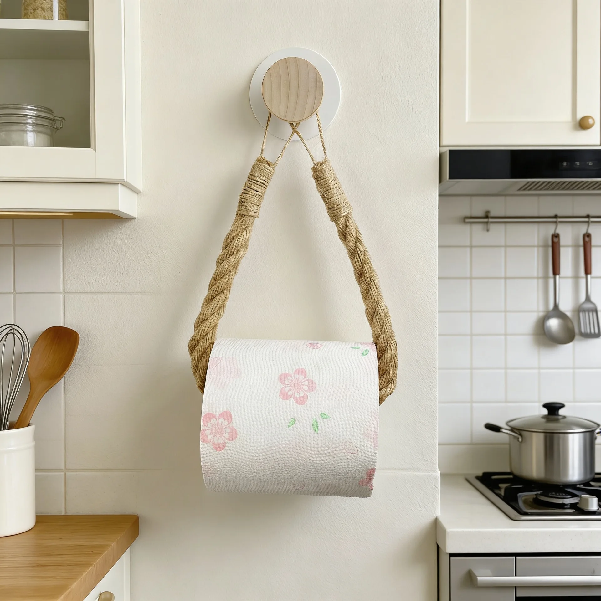 2026 Hot Sell Hemp Rope Tissue Holder Non Punching Toilet Paper Holder Wall Mounted Roll Paper Storage Rack Bathroom Accessories