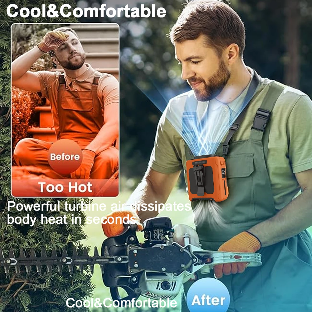 USB Rechargeable Fan Small Outdoor Camping Waist Fan with Power Bank LED Light  for Emergency Sports Outdoor Working