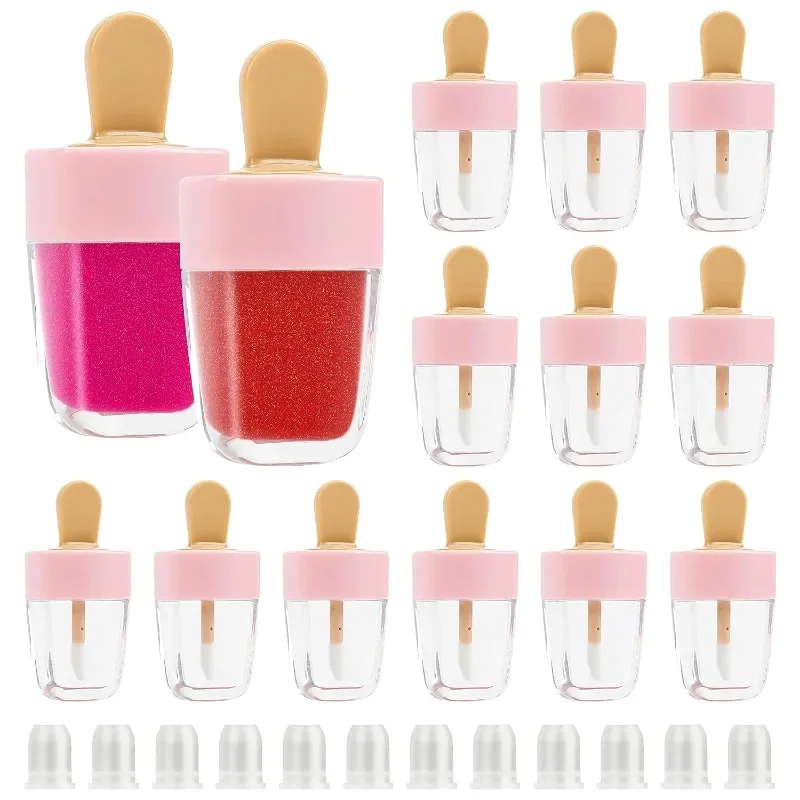 

25PCS 8ml Cute Lip Gloss Tubes Empty Lovely Ice Cream Shaped DIY Cosmetic Sample Bottle Refillable Travel Lip Glam Container Pot