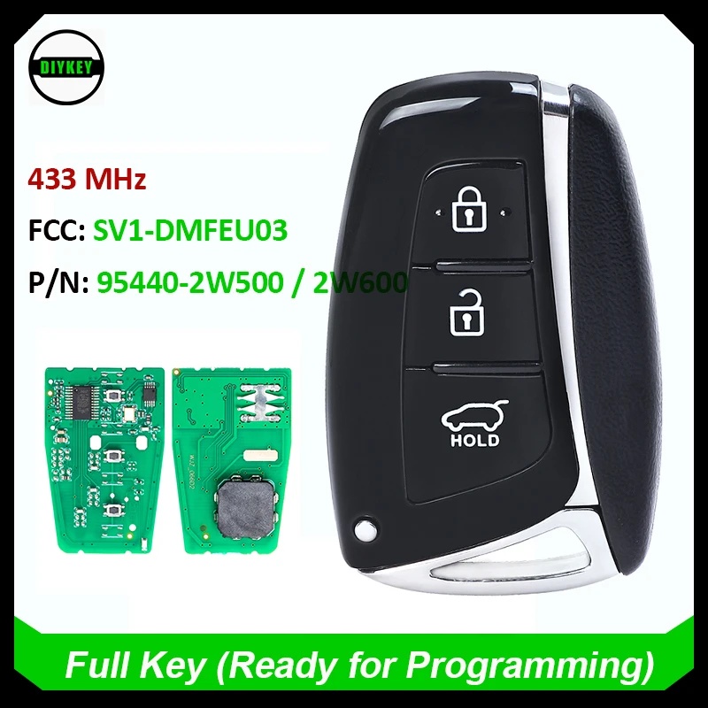 DIYKEY 95440-2W500 / 95440-2W500 Smart 3 Button Remote Key Fob 433MHz CAN ID46 Chip for Hyundai Santa Fe 2012-2015 SV1-DMFEU03