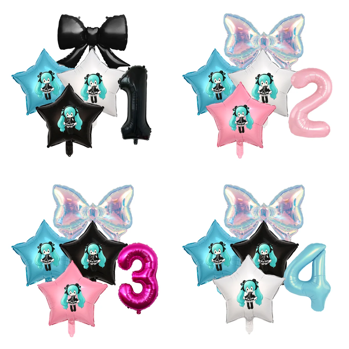 Kit de ballons en latex imprimés Hatsune Miku, idéal pour l'hélium, décoratifs, pour les fans d'anime et les célébrations privées