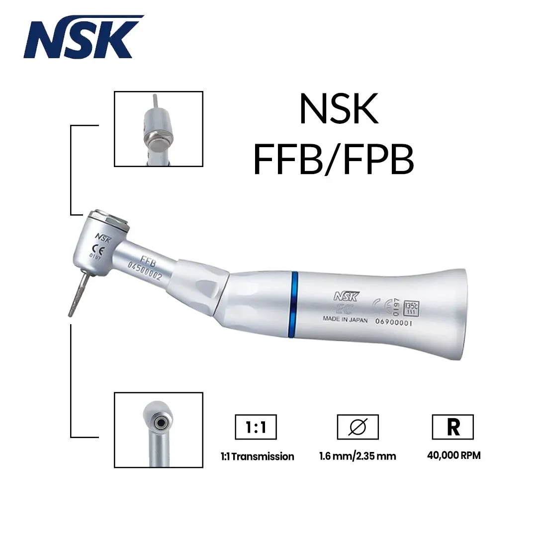 NSK FFB/FPB Dental 1:1 Direct Drive Contra Angle Low Speed Handpiece  Contra Angle Handpiece CA-burs Ø 2.35 mm/FG-burs 1.6mm