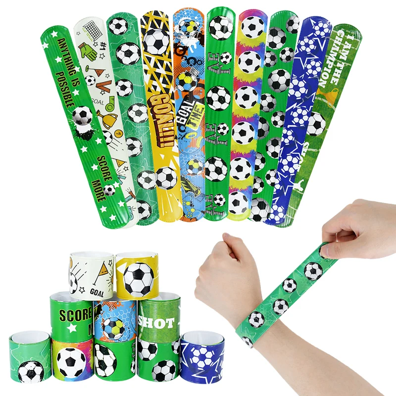 

10pcs Kids Favor PVC Wristband Bracelet Football Clap Circle Toys Soccer Sports Party Boy Happy Birthday Party Gifts Supplies
