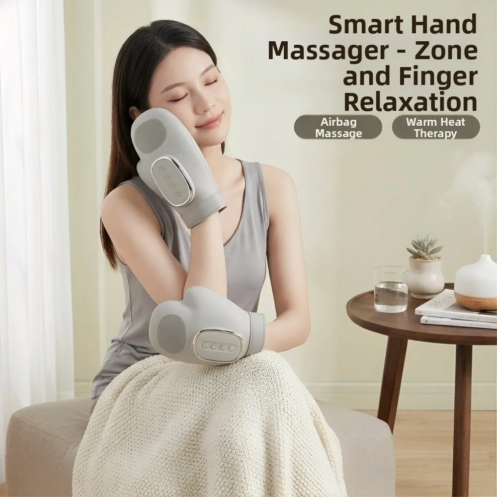 

Heat Compress Cordless Hand Massager Kneading Rollers 5-Level Adjustable Pressure Electric Hand Massager Vibrating Function