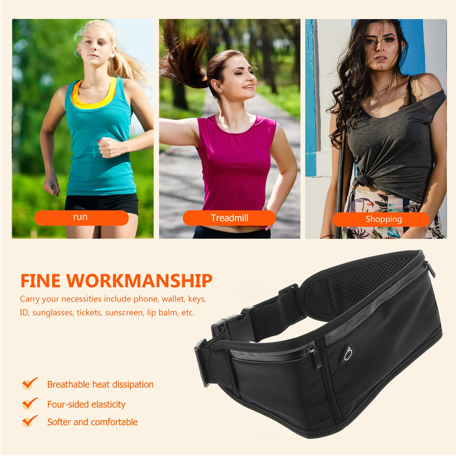 Adjustable Running Fanny Pack Waist Bag Water Resistant Large Capacity Belt Bag for Hiking Sports Travel Daily Use