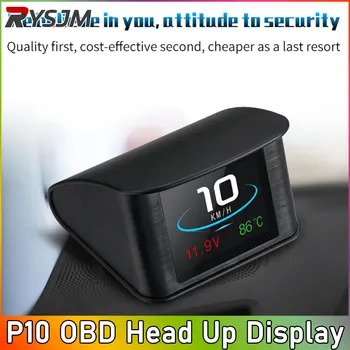 P10 OBD HUD digitaal dashboard - Auto Heads-Up Display Snelheid/RPM/Brandstofgegevens Plug & Play Snelheidsmeter Overspeed Alarm